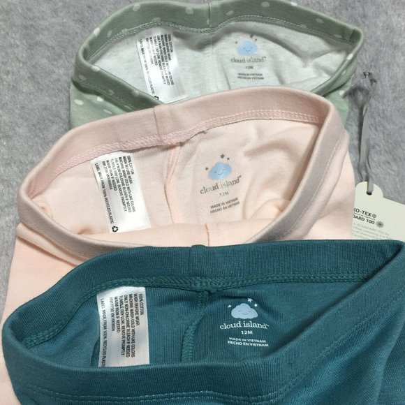 Cloud Island 12 months 3 pack Pull-On Pants Light Pink Green Teal Blue - Picture 10 of 12